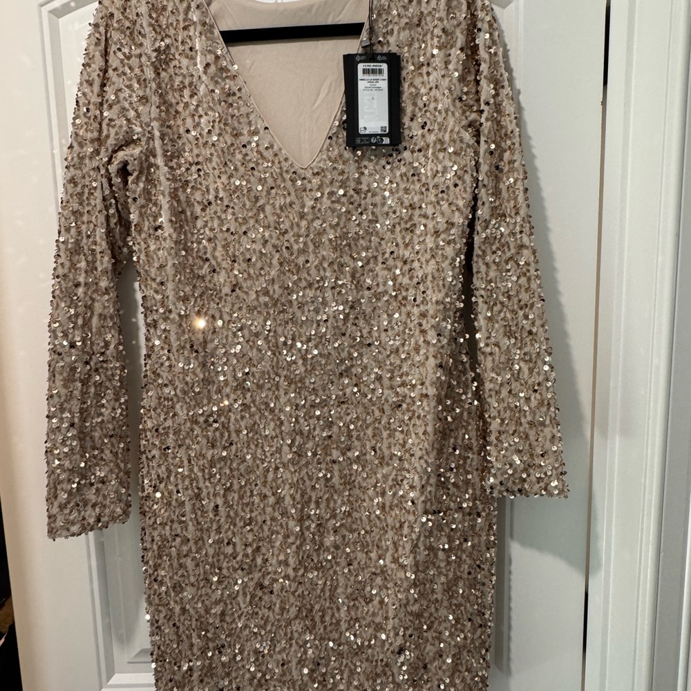 Vero Moda Stone and Champagne Sequin Dress